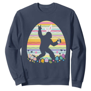 Funny Bigfot Easter Sweatshirt Sasquatch Rock On Rabbit TS14 Navy Print Your Wear