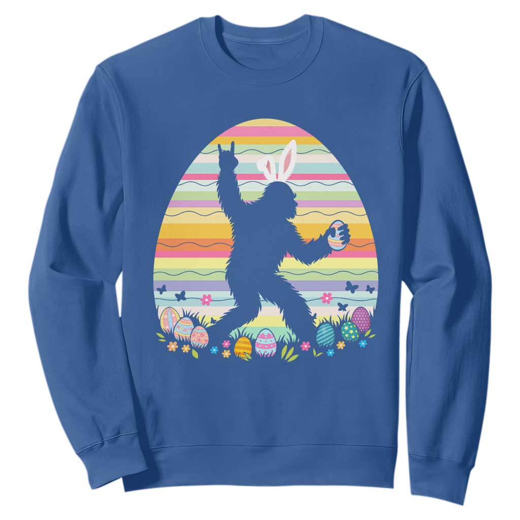 Funny Bigfot Easter Sweatshirt Sasquatch Rock On Rabbit TS14 Royal Blue Print Your Wear
