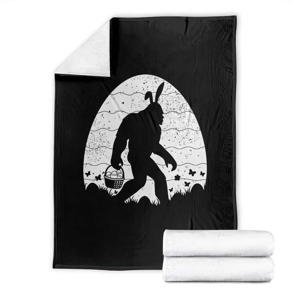 Funny Bigfot Easter Throw Blanket Sasquatch Rabbit Night Stroll Moon Egg TS14 Black Print Your Wear