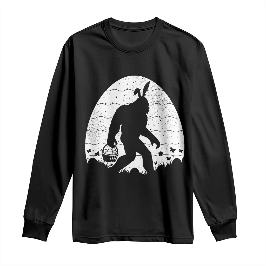 Funny Bigfot Easter Long Sleeve Shirt Sasquatch Rabbit Night Stroll Moon Egg TS14 Black Print Your Wear