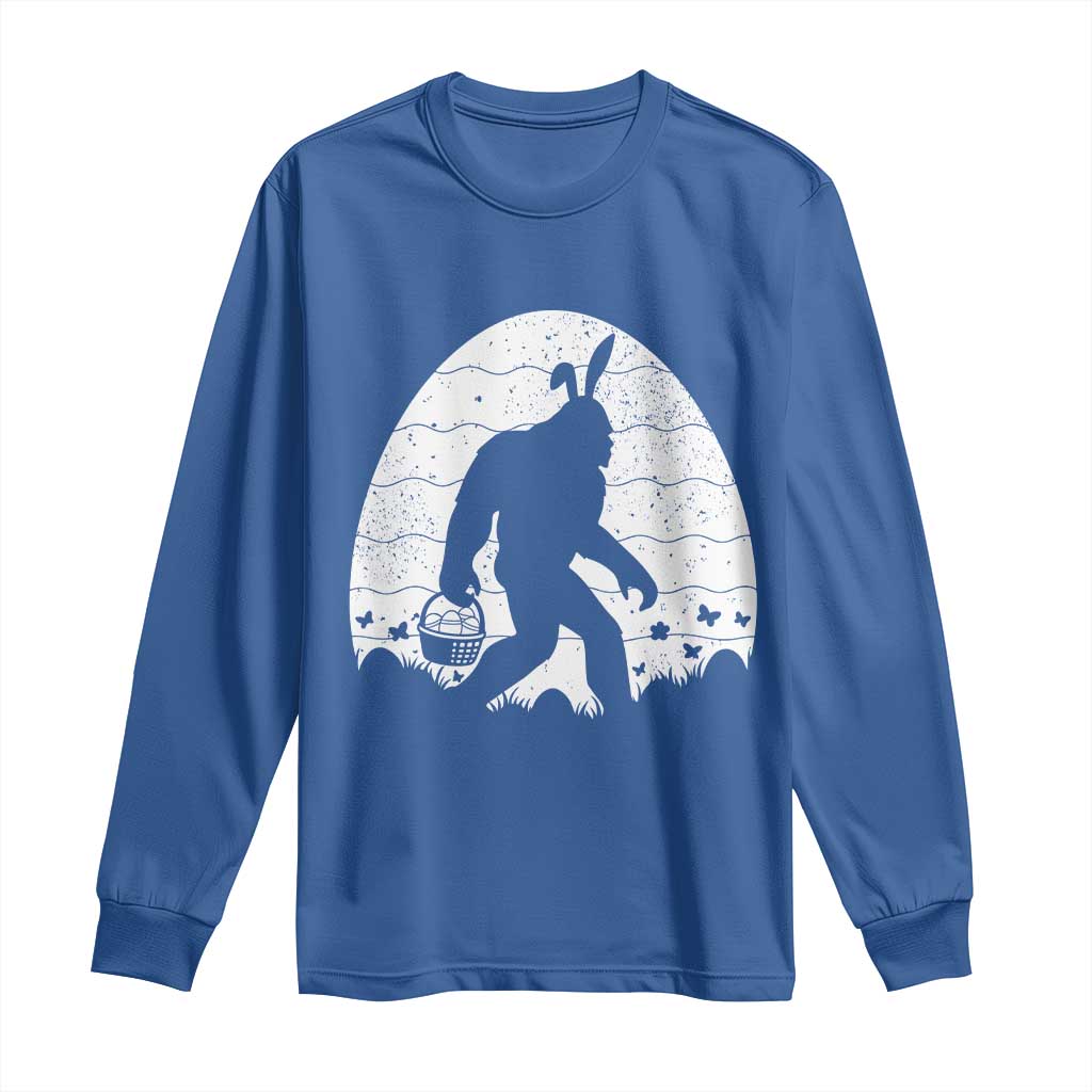 Funny Bigfot Easter Long Sleeve Shirt Sasquatch Rabbit Night Stroll Moon Egg TS14 Royal Blue Print Your Wear