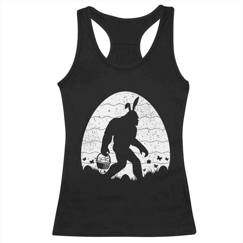 Funny Bigfot Easter Racerback Tank Top Sasquatch Rabbit Night Stroll Moon Egg TS14 Black Print Your Wear