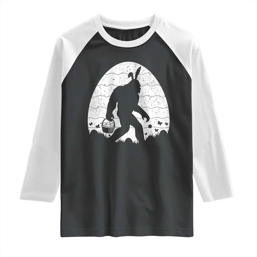 Funny Bigfot Easter Raglan Shirt Sasquatch Rabbit Night Stroll Moon Egg TS14 Black White Print Your Wear