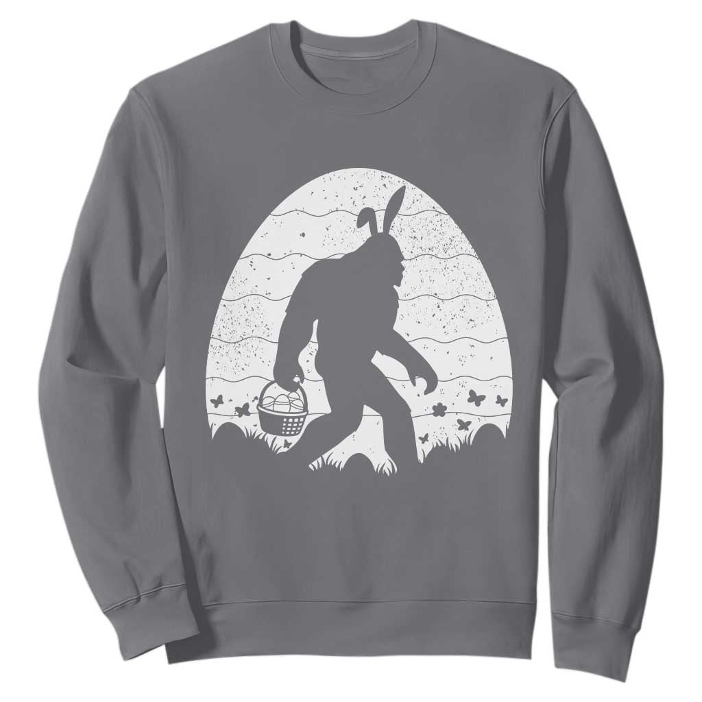 Funny Bigfot Easter Sweatshirt Sasquatch Rabbit Night Stroll Moon Egg TS14 Charcoal Print Your Wear