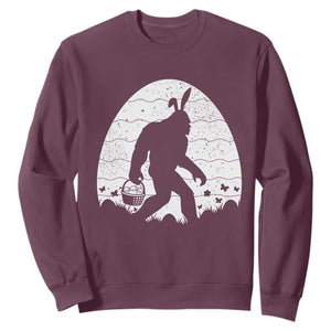 Funny Bigfot Easter Sweatshirt Sasquatch Rabbit Night Stroll Moon Egg TS14 Maroon Print Your Wear