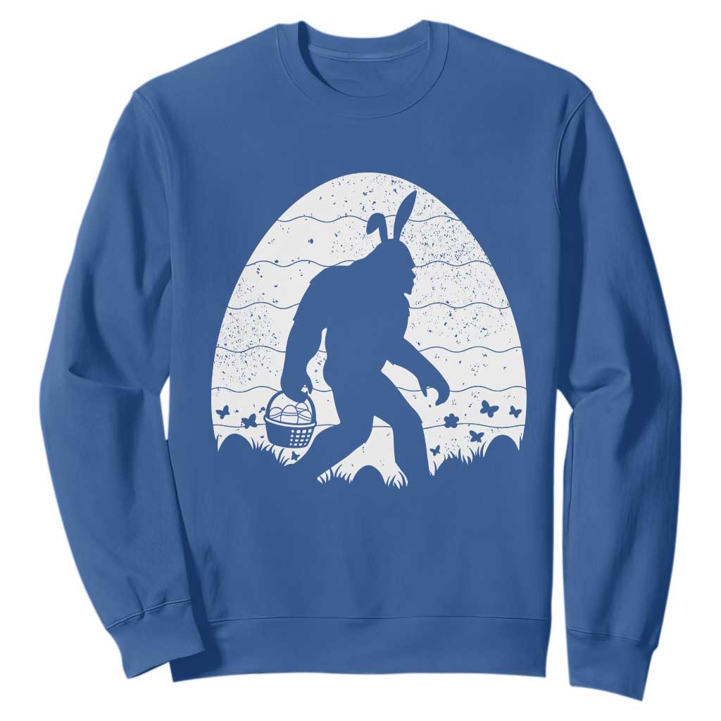 Funny Bigfot Easter Sweatshirt Sasquatch Rabbit Night Stroll Moon Egg TS14 Royal Blue Print Your Wear