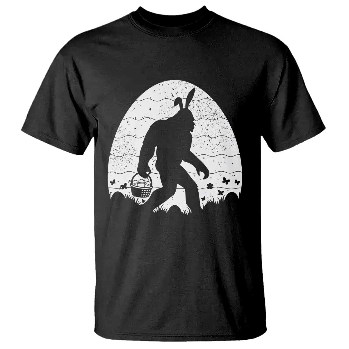Funny Bigfot Easter T Shirt Sasquatch Rabbit Night Stroll Moon Egg TS14 Black Print Your Wear