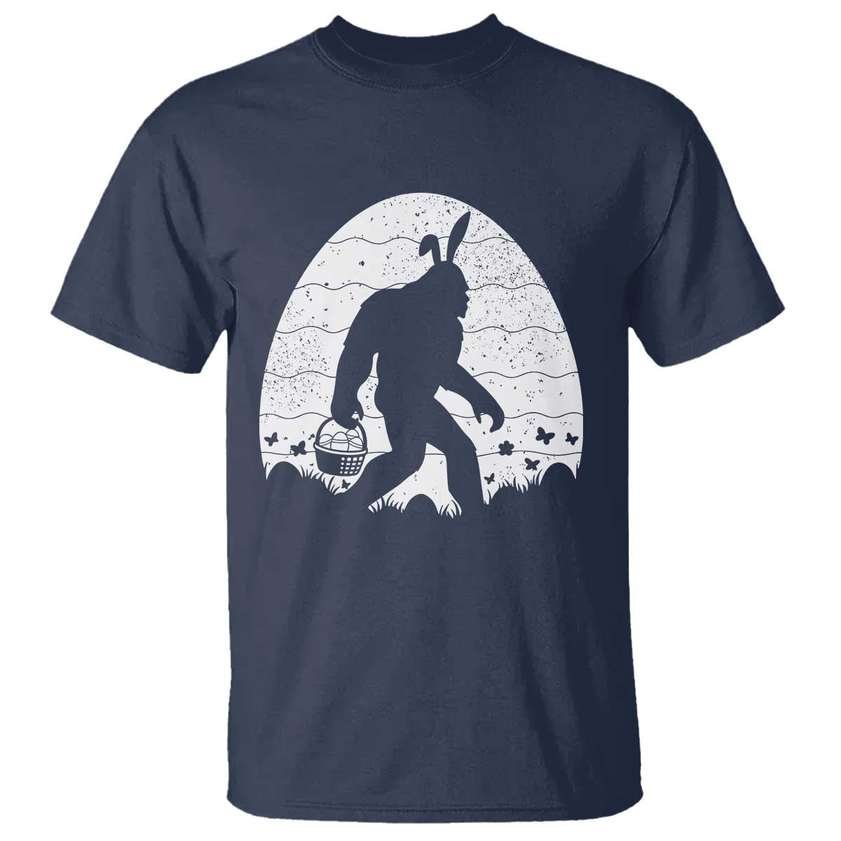 Funny Bigfot Easter T Shirt Sasquatch Rabbit Night Stroll Moon Egg TS14 Navy Print Your Wear