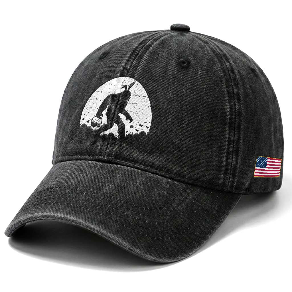 Funny Bigfot Easter Washed Cotton Baseball Cap Sasquatch Rabbit Night Stroll Moon Egg TS14 Print Your Wear
