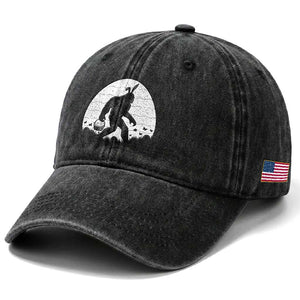 Funny Bigfot Easter Washed Cotton Baseball Cap Sasquatch Rabbit Night Stroll Moon Egg TS14 Print Your Wear