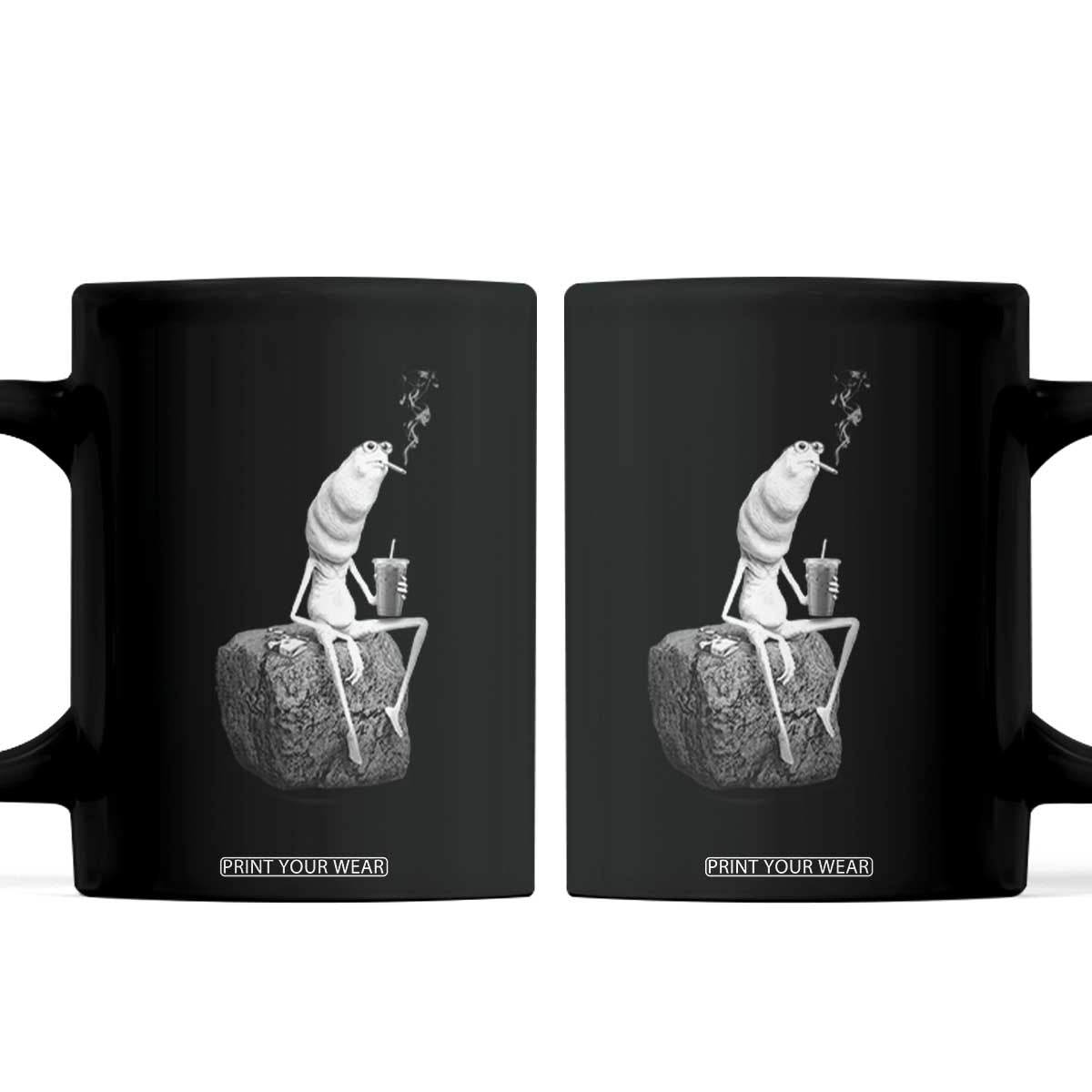Marcus The Worm Drinking Iced Coffee Meme Coffee Mug TS14 Black Print Your Wear
