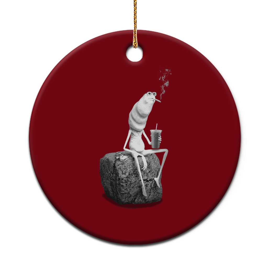 Marcus The Worm Drinking Iced Coffee Meme Ceramic Ornament TS14 1pc Red Print Your Wear