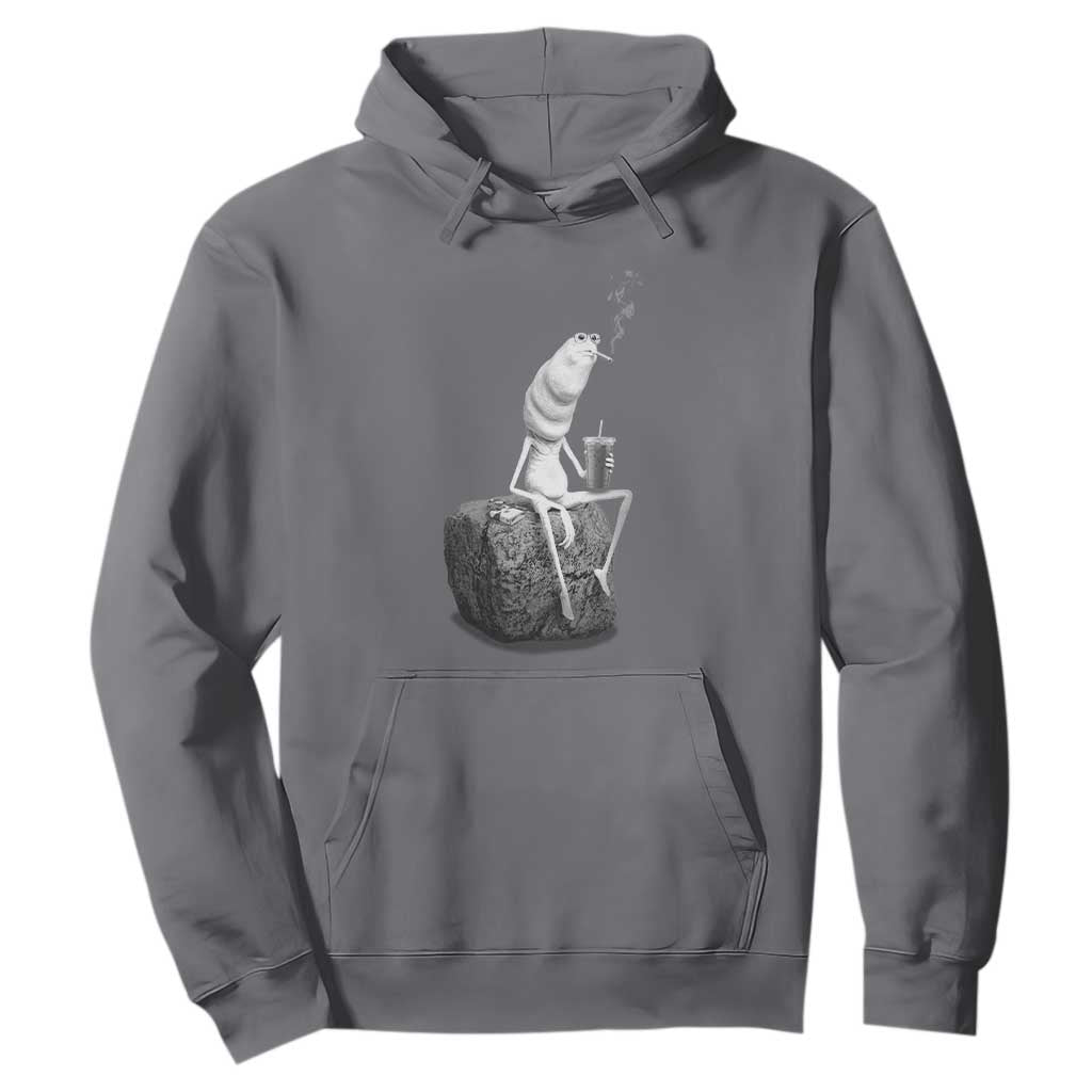 Marcus The Worm Drinking Iced Coffee Meme Hoodie TS14 Charcoal Print Your Wear