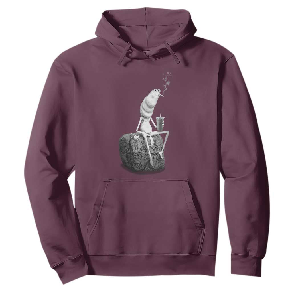Marcus The Worm Drinking Iced Coffee Meme Hoodie TS14 Maroon Print Your Wear