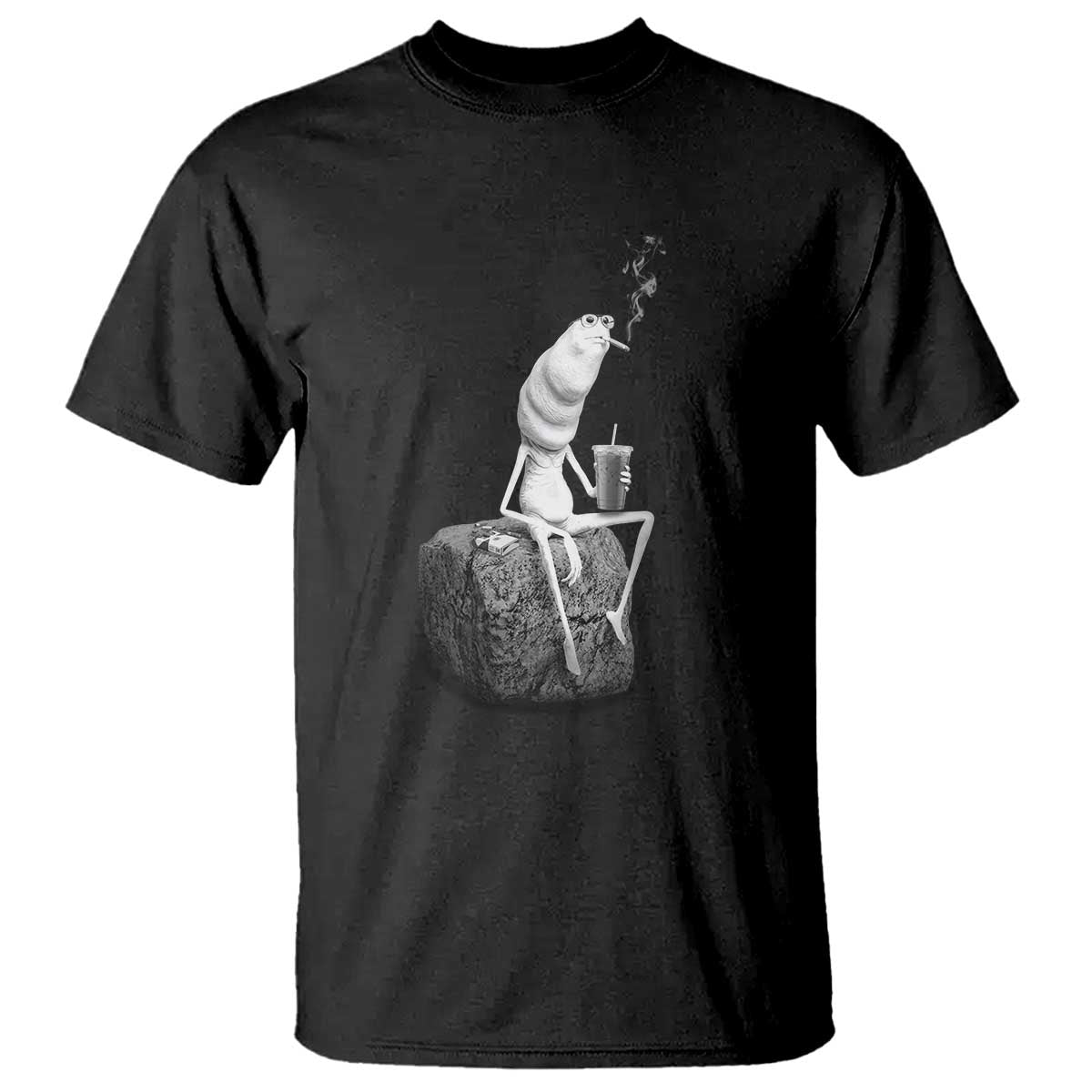 Marcus The Worm Drinking Iced Coffee Meme T Shirt TS14 Black Print Your Wear