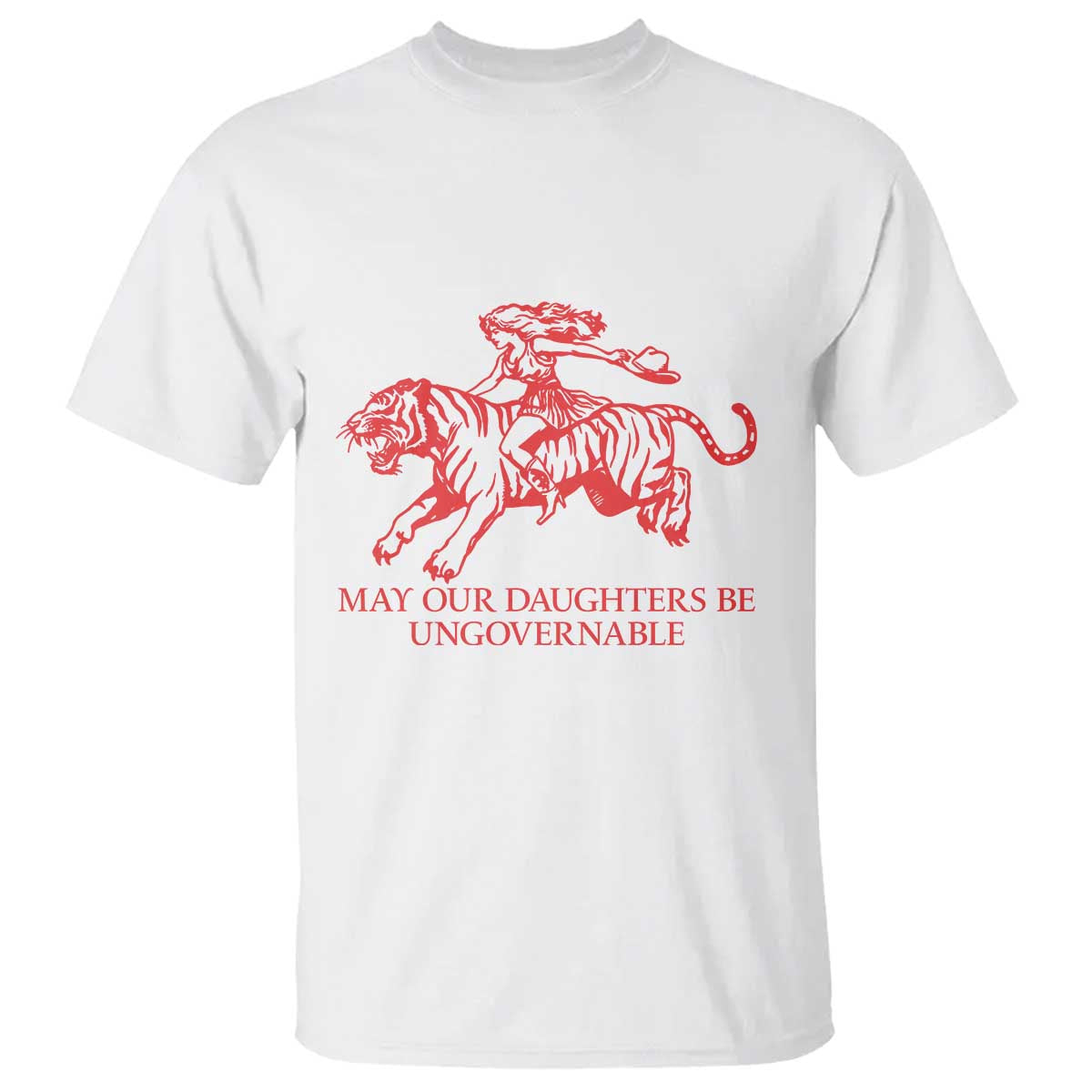 May Our Daughters Be Ungovernable T Shirt Vintage Cowgirl Hell Cat Women Empowerment TS14 White Print Your Wear