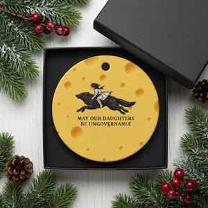 May Our Daughters Be Ungovernable Ceramic Ornament Girl Riding Wolf Activist Feminist Protest TS14 1pc Yellow Cheese Print Your Wear