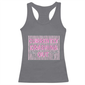 Currently Crashing Out Racerback Tank Top Coquette Pink Bow Sarcastic Funny Quote TS14 Charcoal Print Your Wear