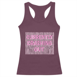 Currently Crashing Out Racerback Tank Top Coquette Pink Bow Sarcastic Funny Quote TS14 Maroon Print Your Wear