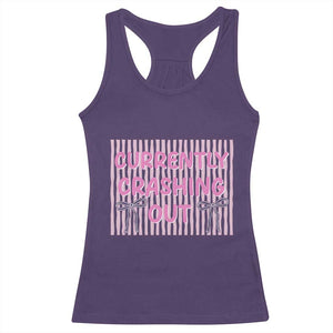 Currently Crashing Out Racerback Tank Top Coquette Pink Bow Sarcastic Funny Quote TS14 Purple Print Your Wear