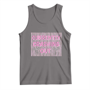 Currently Crashing Out Tank Top Coquette Pink Bow Sarcastic Funny Quote TS14 Deep Heather Print Your Wear