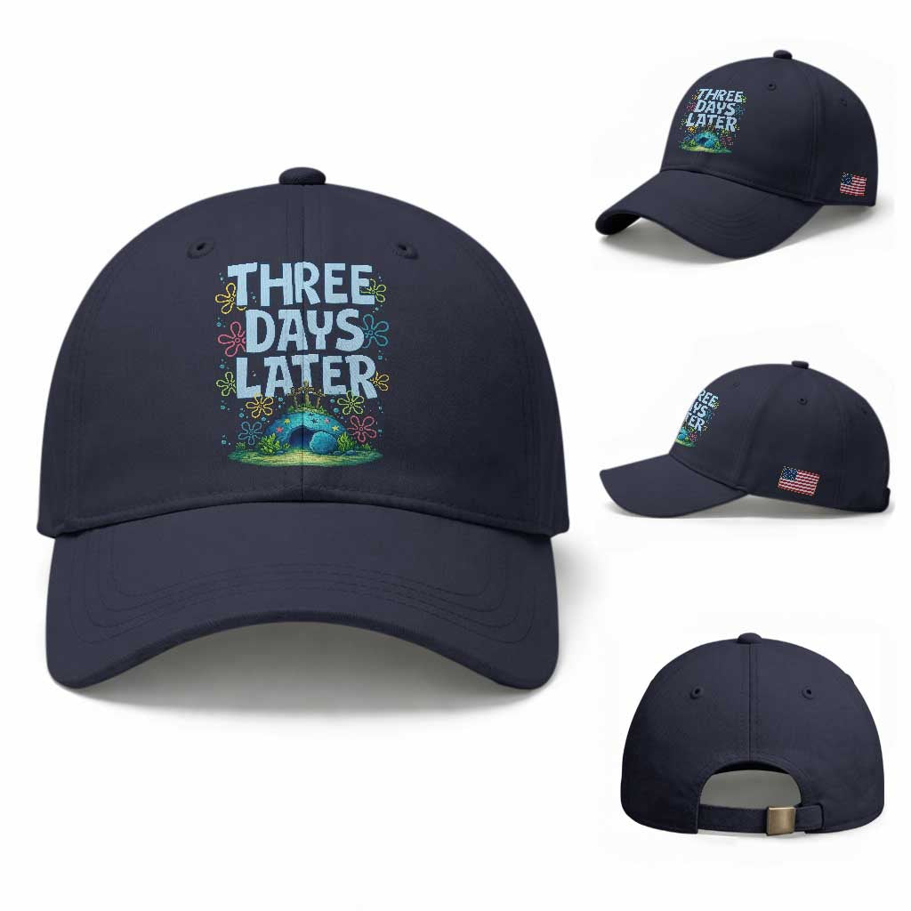 3 Days Later Baseball Cap Funny Easter Christian TS14 Baseball Cap Universal Fit Navy Print Your Wear