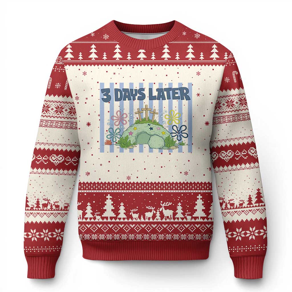 3 Days Later Ugly Christmas Sweater Funny Easter Christian Faith Meme TS14 Beige Red Print Your Wear