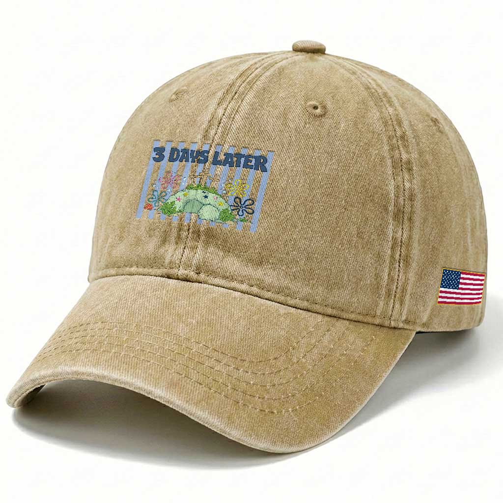 3 Days Later Washed Cotton Baseball Cap Funny Easter Christian Faith Meme TS14 Print Your Wear