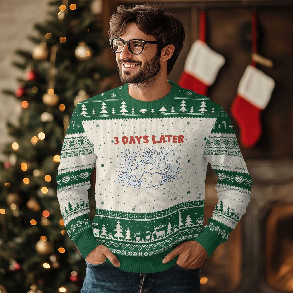 3 Days Later Ugly Christmas Sweater Funny Easter Jesus Christian Meme TS14 Beige Green Print Your Wear