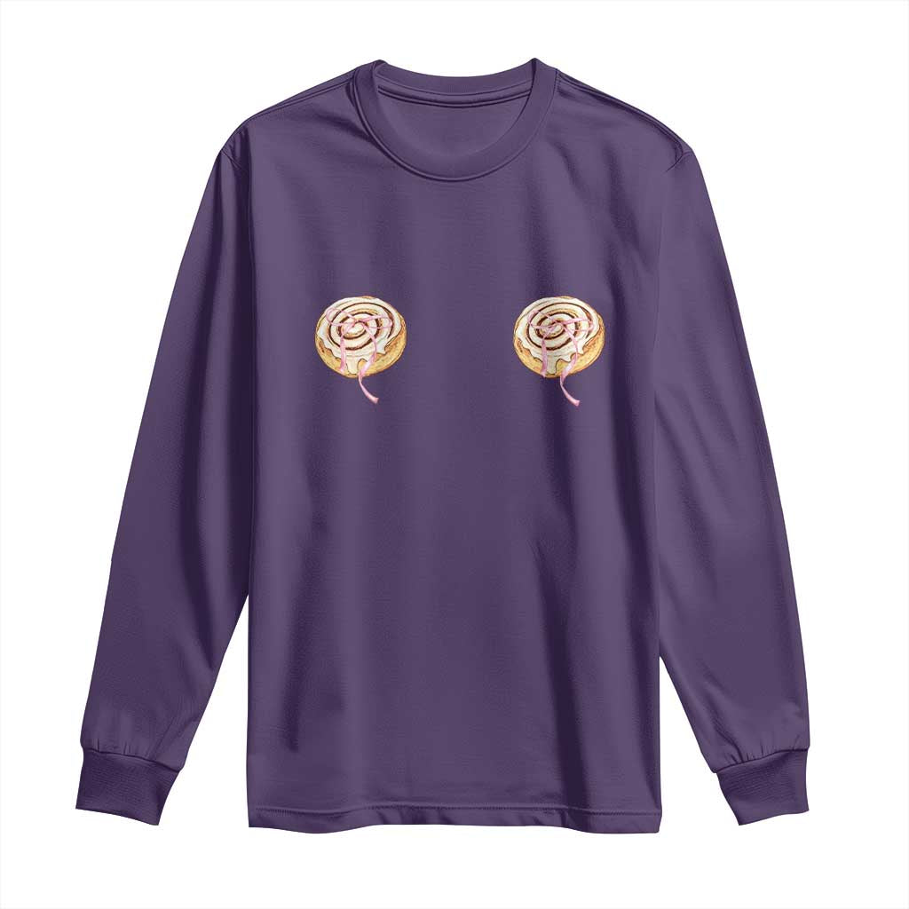 Funny Cinnamon Roll Long Sleeve Shirt Double Bakery Meme TS14 Purple Print Your Wear