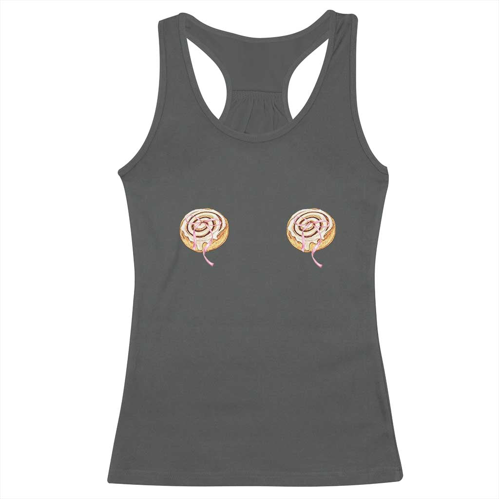Funny Cinnamon Roll Racerback Tank Top Double Bakery Meme TS14 Dark Heather Print Your Wear
