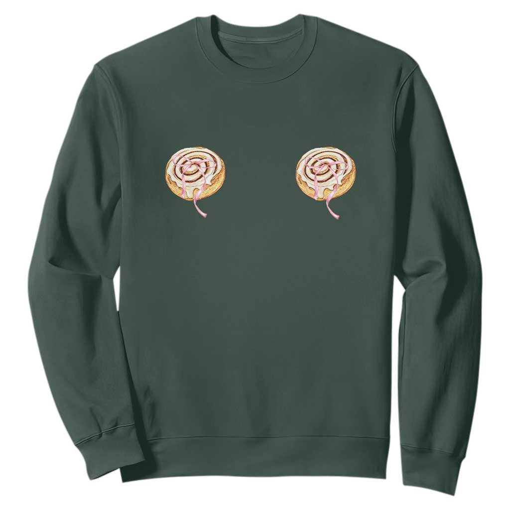 Funny Cinnamon Roll Sweatshirt Double Bakery Meme TS14 Dark Forest Green Print Your Wear