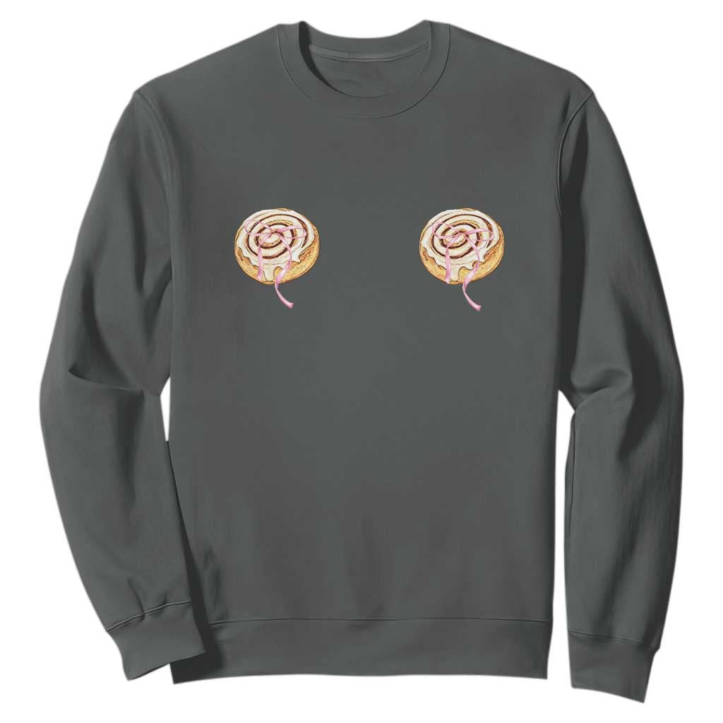 Funny Cinnamon Roll Sweatshirt Double Bakery Meme TS14 Dark Heather Print Your Wear
