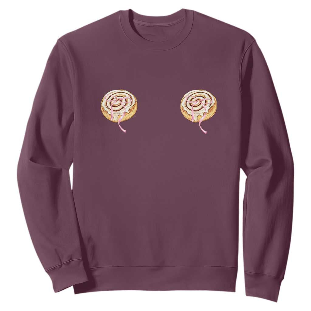 Funny Cinnamon Roll Sweatshirt Double Bakery Meme TS14 Maroon Print Your Wear
