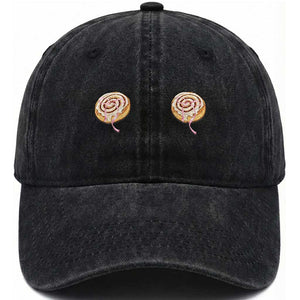 Funny Cinnamon Roll Washed Cotton Baseball Cap Double Bakery Meme TS14 Print Your Wear