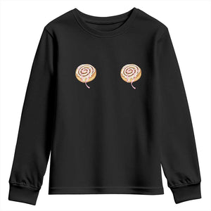 Funny Cinnamon Roll Youth Sweatshirt Double Bakery Meme TS14 Black Print Your Wear