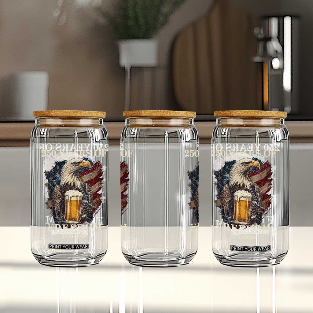 250 Years Of Freedom Glass Can Bald Eagle Drinking Beer American Flag TS14 Print Your Wear