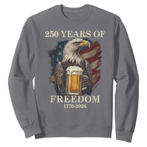 250 Years Of Freedom Sweatshirt Bald Eagle Drinking Beer American Flag TS14 Charcoal Print Your Wear
