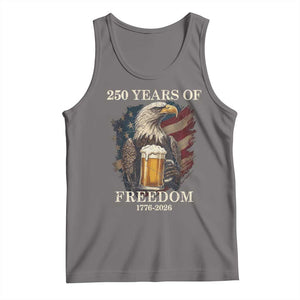 250 Years Of Freedom Tank Top Bald Eagle Drinking Beer American Flag TS14 Deep Heather Print Your Wear