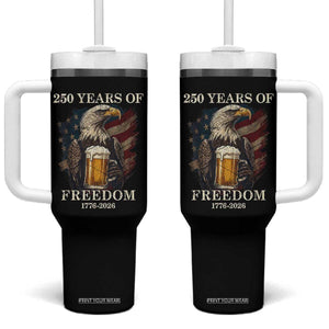 250 Years Of Freedom Tumbler With Handle Bald Eagle Drinking Beer American Flag TS14 One Size: 40 oz Black Print Your Wear