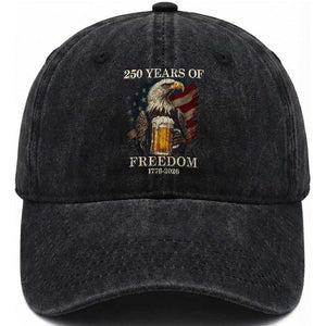 250 Years Of Freedom Washed Cotton Baseball Cap Bald Eagle Drinking Beer American Flag TS14 Print Your Wear