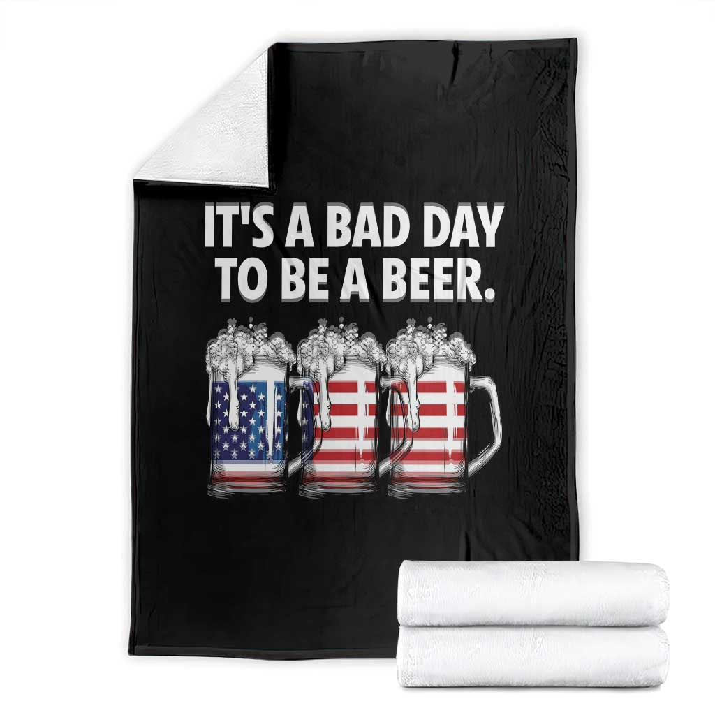 Beer American Flag 4th of July Throw Blanket Bad Day to Be A Beer TS14 Black Print Your Wear