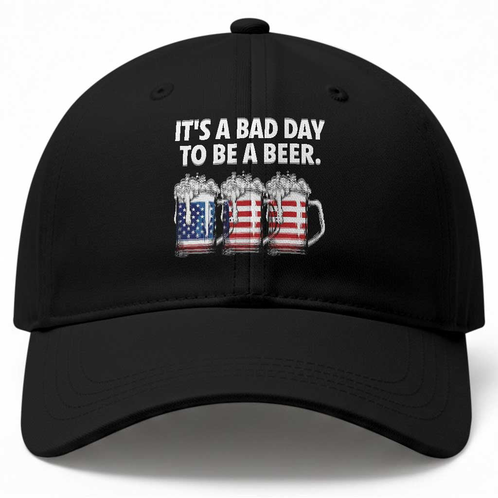 Beer American Flag 4th of July Baseball Cap Bad Day to Be A Beer TS14 Print Your Wear