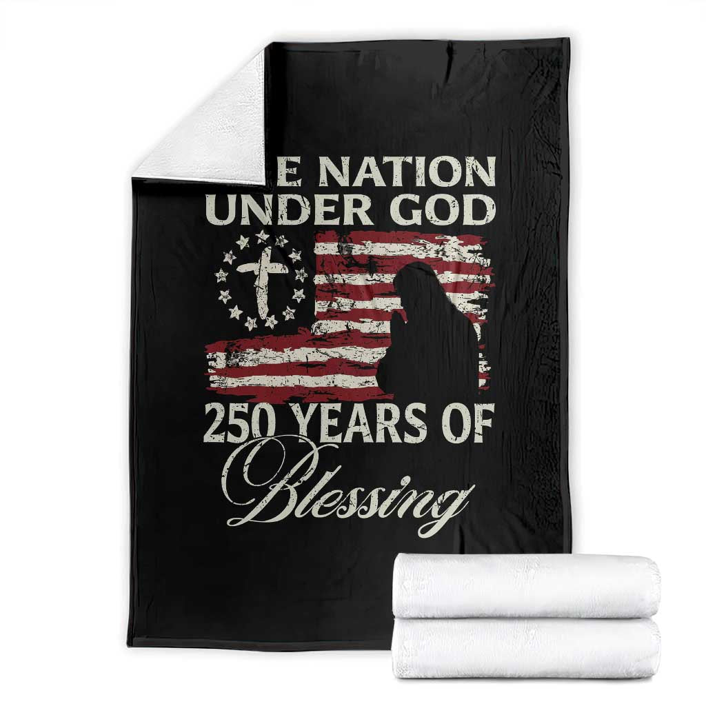 250th Anniversary USA Throw Blanket One Nation Under God 250 Years Of Blessing TS14 Black Print Your Wear