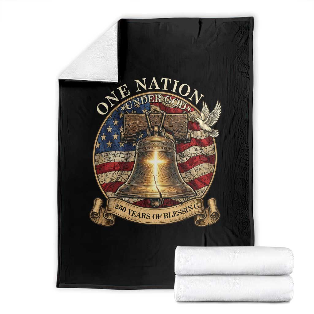 One Nation Under God 250 Years Of Blessing Throw Blanket Christian Cross Bald Eagle 4th of July TS14 Black Print Your Wear