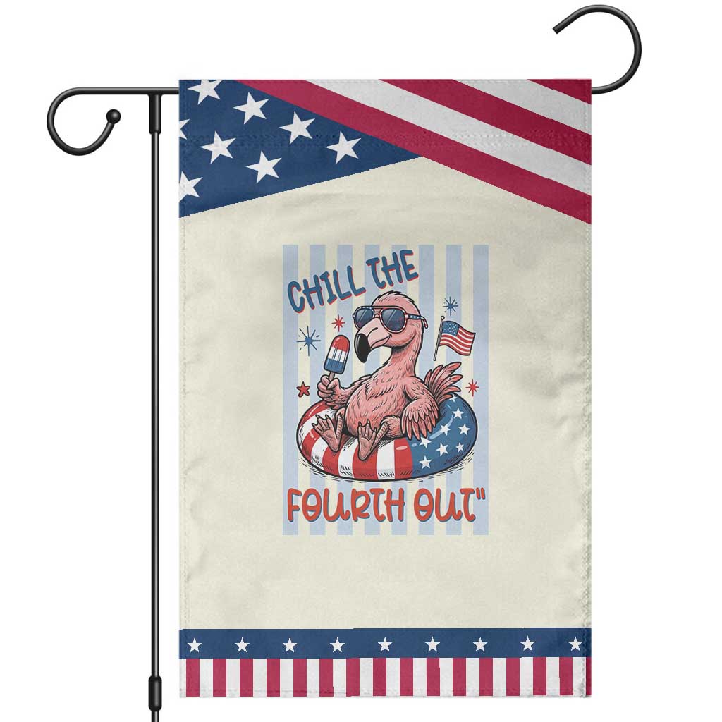 Chill The Fourth Out Patriotic Garden Flag Flamerica Flamingo 4th Of July TS14 Modern Beige Blue Print Your Wear