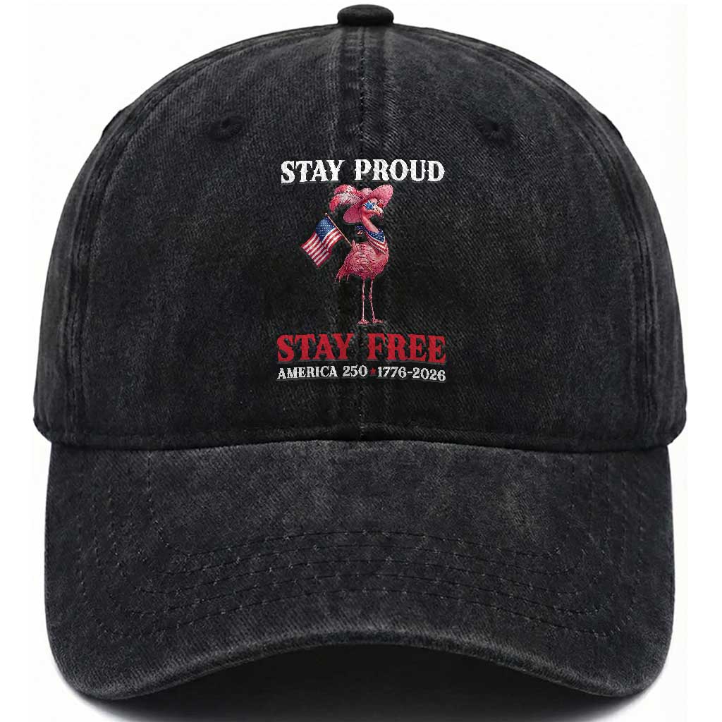 250 Years Anniversary Washed Cotton Baseball Cap Flamingo 4Th Of July Patriotic USA Independence Flamerica TS14 Print Your Wear