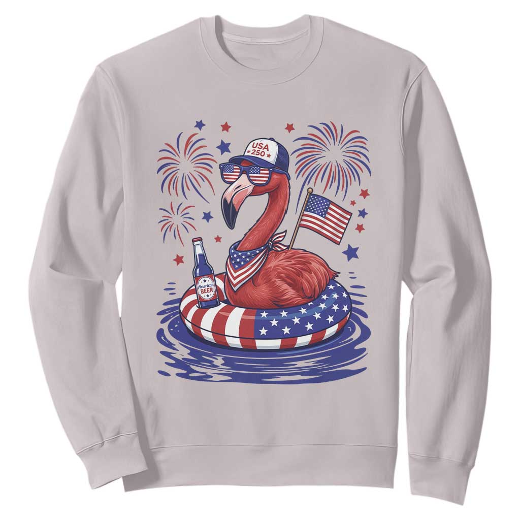 Flamingo 4Th Of July Patriotic USA American Flag Sweatshirt TS14 Ice Gray Print Your Wear