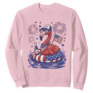 Flamingo 4Th Of July Patriotic USA American Flag Sweatshirt TS14 Light Pink Print Your Wear