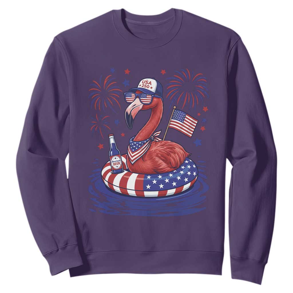 Flamingo 4Th Of July Patriotic USA American Flag Sweatshirt TS14 Purple Print Your Wear